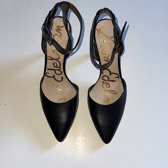 SAM ELDEMAN Shoes - SAM ELDEMAN BLACK OKALA ANKLE-STRAP HEEL